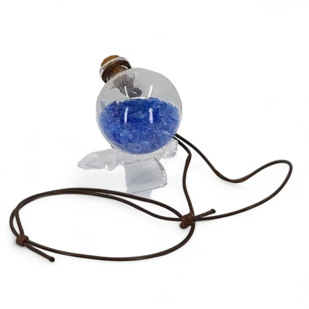 Cobalt Glass Shard Globe Manganese Glowing Car Charm Suncatcher Wish Bottle 2435